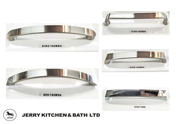 Stainless steel cabinet handles from Jerry Kitchen & Bath Ltd.