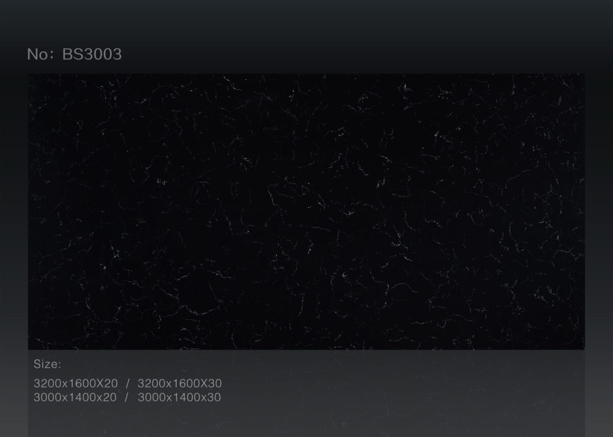 Black marble countertop with subtle white veining, model BS3003.