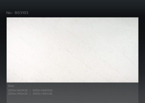 White marble countertop with subtle veining, product code 3103.