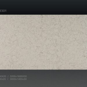 Textured beige stone slab labeled BS3301 with size options displayed.