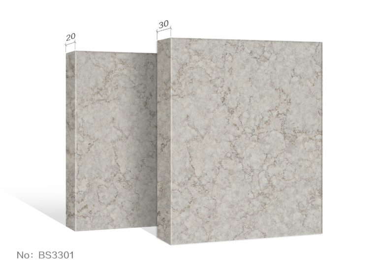 Two stone slabs with marbled texture, labeled BS3301.