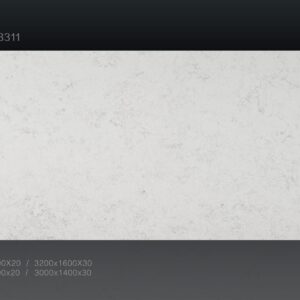 White marble slab with dimensions and product code BS3311 displayed.