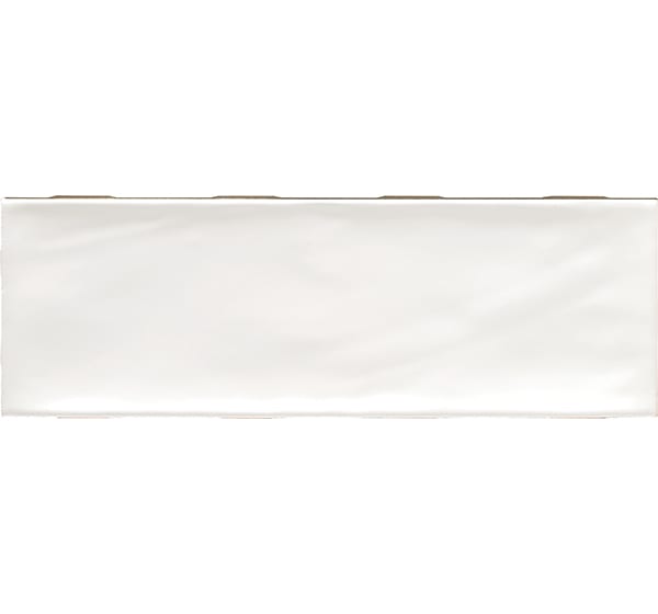 Matte white wave tile, rectangular, minimalist design.
