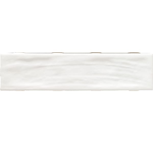 Matte white kitchen tile, rectangular shape, smooth texture.