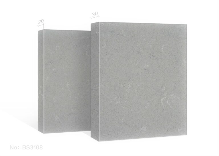 Two slabs of Galassia Grigio engineered stone with measurements.