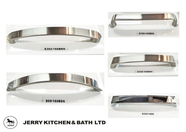Stainless steel cabinet handles from Jerry Kitchen & Bath Ltd.