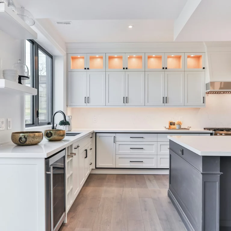 white L shape modern style kitchen