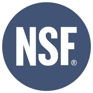 NSF logo in blue circle, representing safety certification.