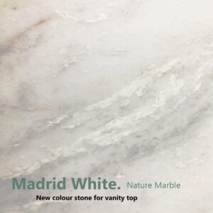 Marble texture, labeled "Madrid White," for vanity tops.
