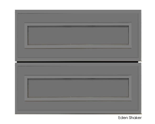 Grey vanity cabinet with two drawers, Eden Shaker style.