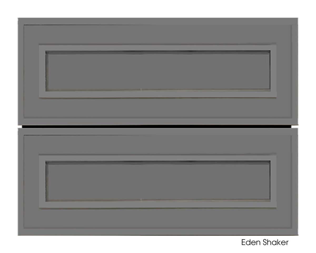 Grey vanity cabinet with two drawers, Eden Shake design.
