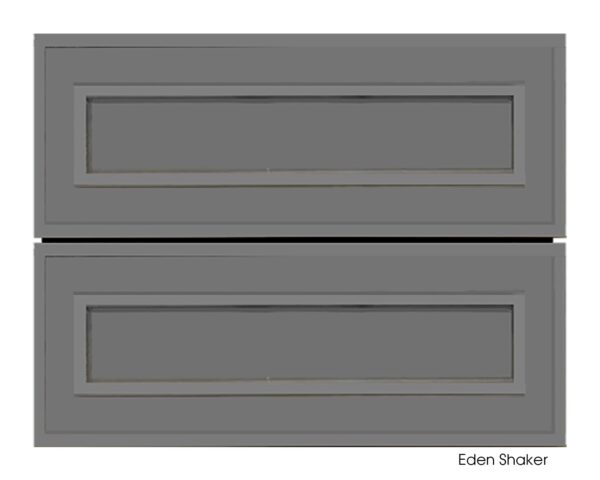 Grey vanity cabinet with two drawers, Eden Shake design.