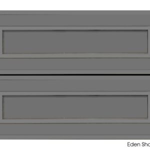 Grey vanity cabinet with two drawers, Eden Shaker style.