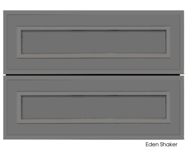 Grey vanity cabinet with two drawers, Eden Shaker style.