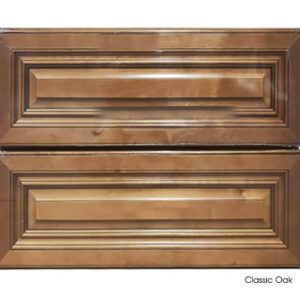 Classic oak vanity with two drawers, 600mm width.