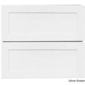 White 600mm Urban Shaker vanity with two drawers.
