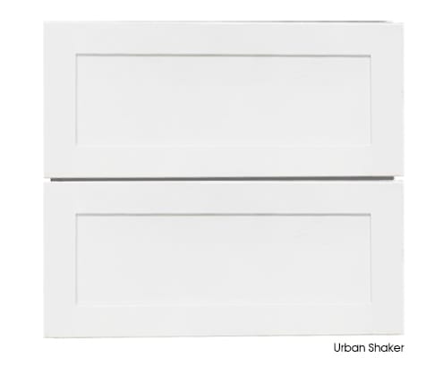White 600mm Urban Shaker vanity with two drawers.