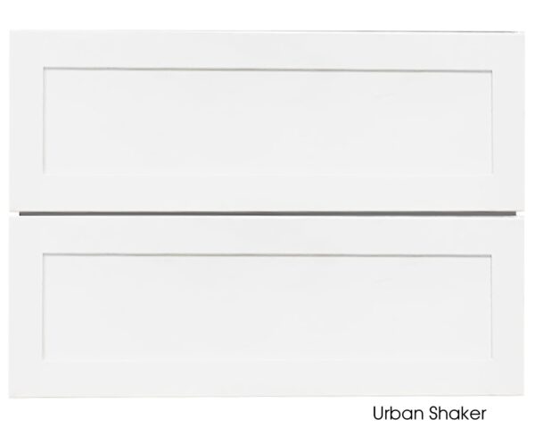 White Urban Shaker vanity with two drawers, 900mm width.