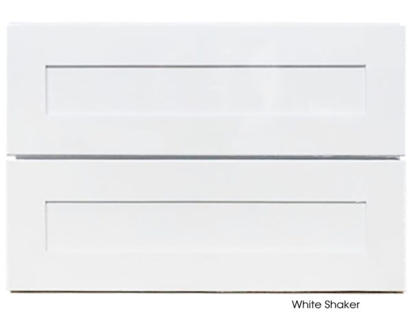 White shaker-style vanity with two drawers, 900mm width.