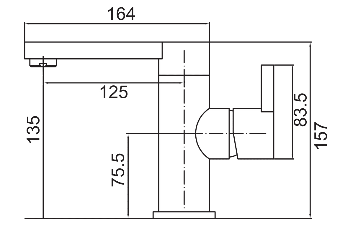 Technical drawing of a kitchen sink plumbing system.