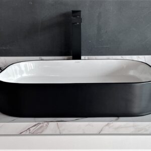 square washing basin bowl with black surface 750mm x 380mm x 110mm 176c mb