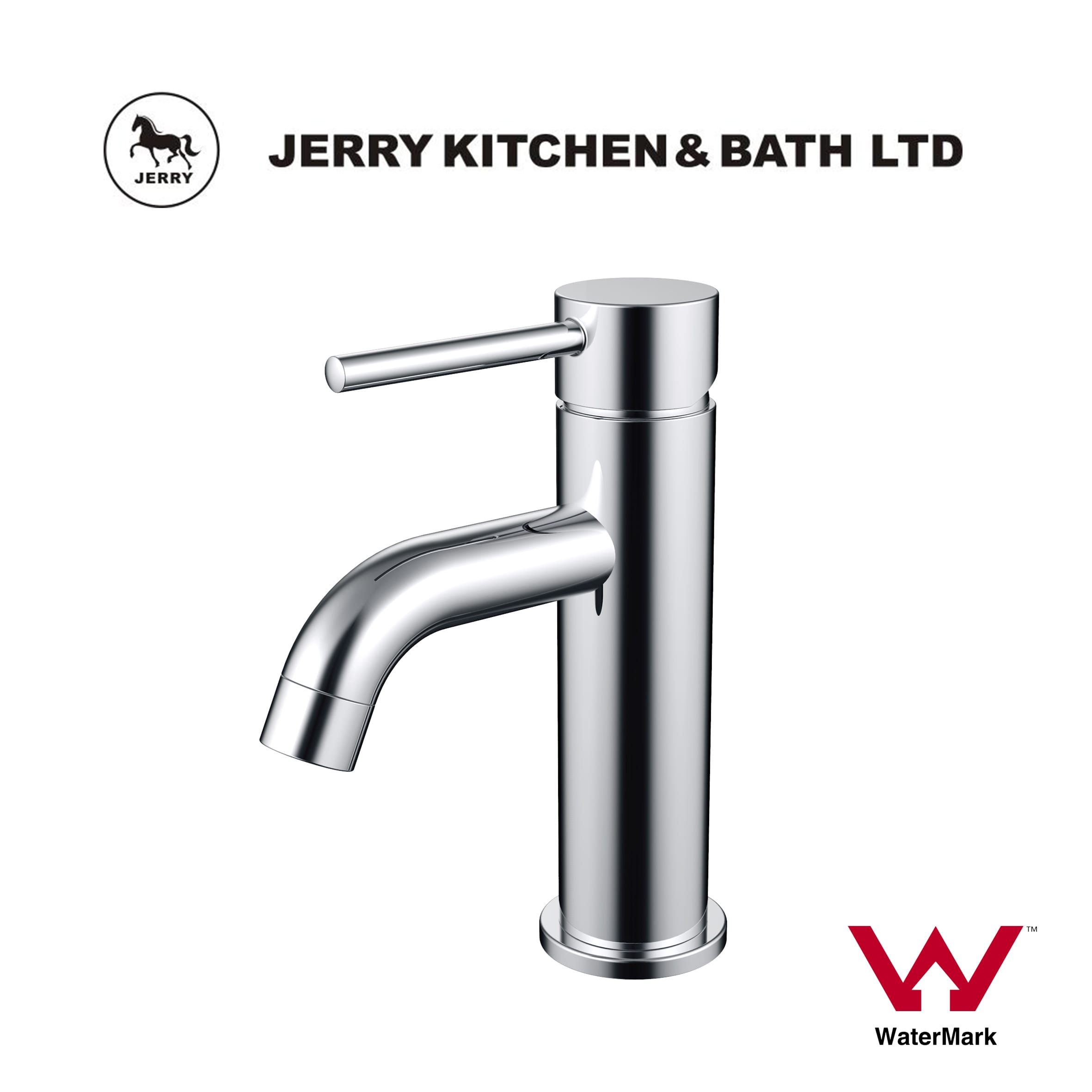 Chrome bathroom faucet by Jerry Kitchen & Bath Ltd, WaterMark certified.