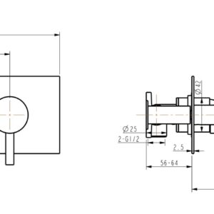 Technical drawing of a wall-mounted kitchen faucet with dimensions.
