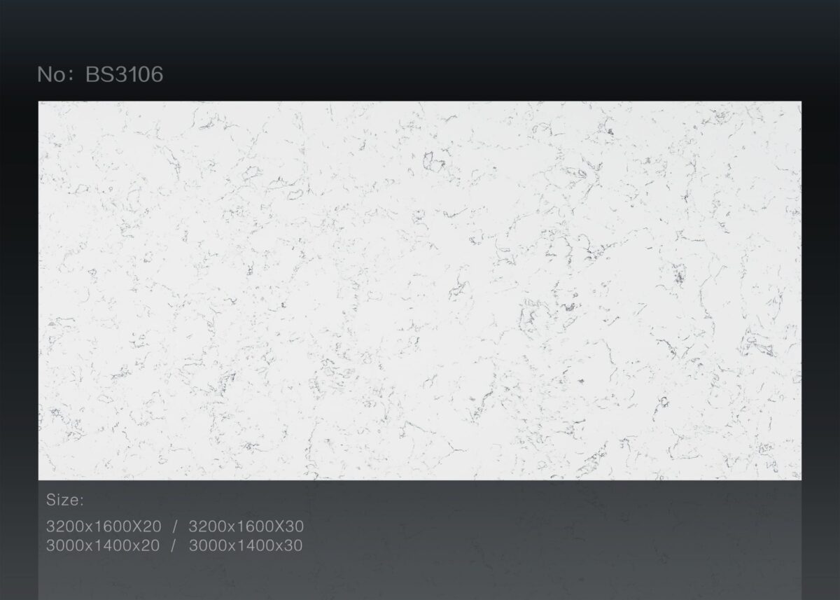 White marble countertop with subtle gray veining, model BS3106.