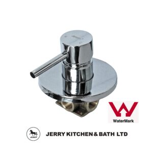 Chrome faucet with WaterMark logo, Jerry Kitchen & Bath branding.
