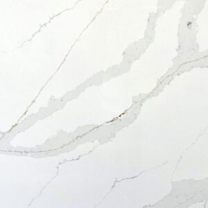 White marble countertop with subtle gray veining.