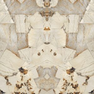 Marble countertop with intricate beige and brown patterns.