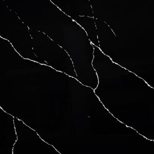 Black marble countertop with white veining pattern.