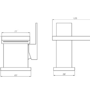 Technical drawing of a kitchen faucet with dimensions.