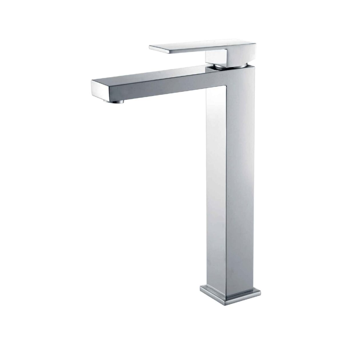 Modern chrome kitchen faucet with a sleek, minimalist design.