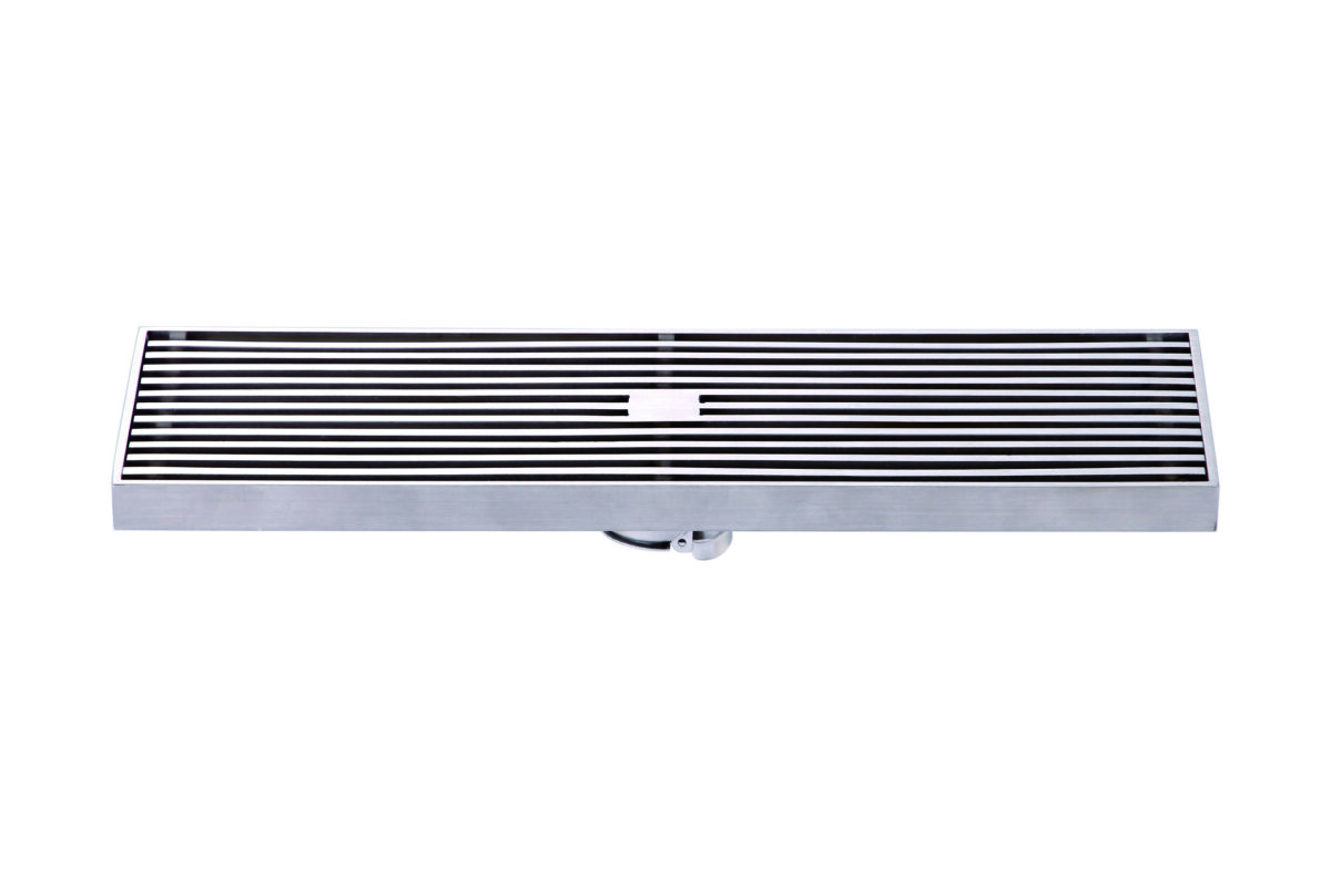 ZL326A(3mm)- Stainless steel linear shower drain with horizontal slats.