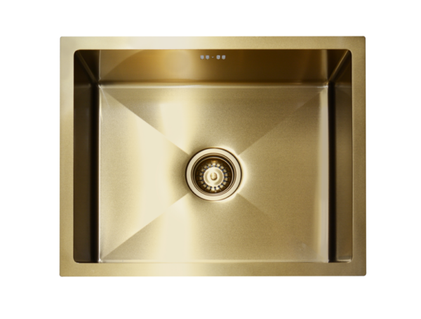 JSG2218 Gold stainless steel kitchen sink, top view.